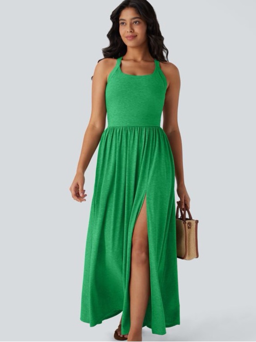 HALARA Twisted Backless Split Flowy Maxi Resort Dress with Pockets💚